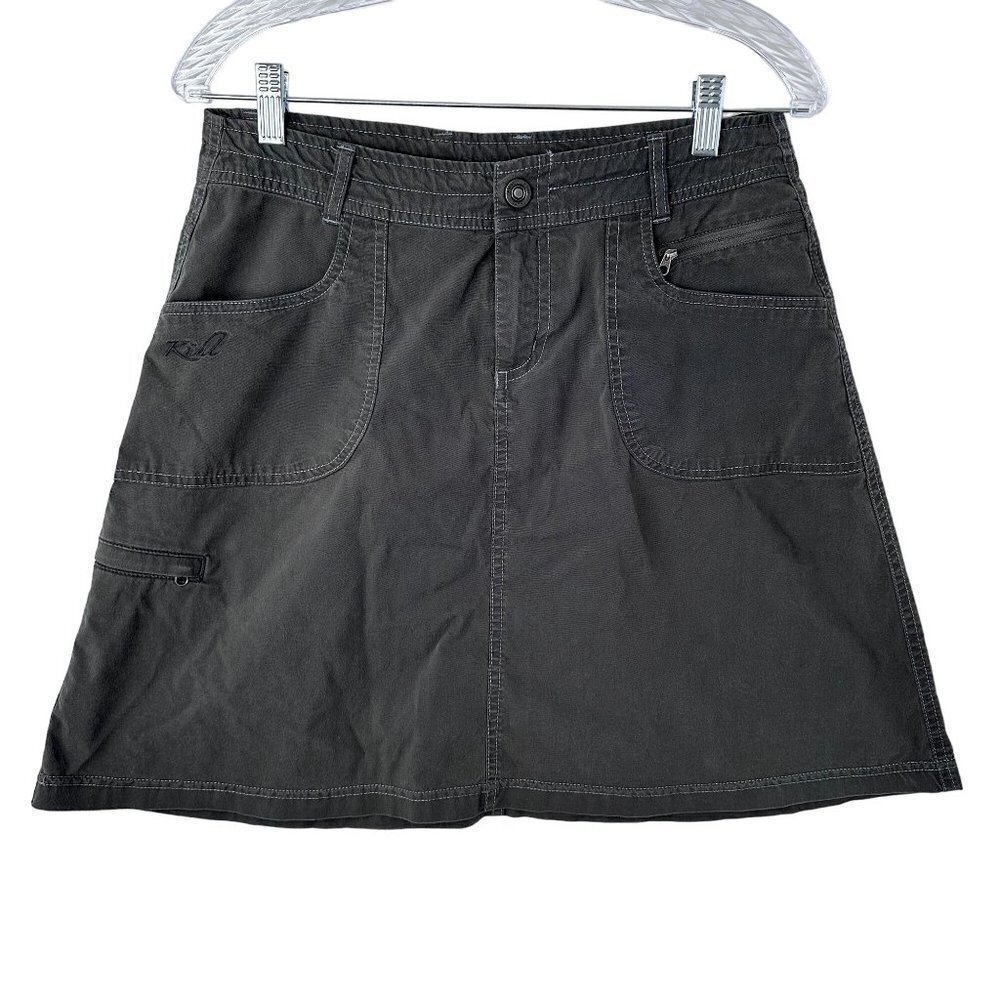 Kuhl Womens A Line Hiking Cargo Skirt Above Knee Cotton Nylon Size 6 Gray